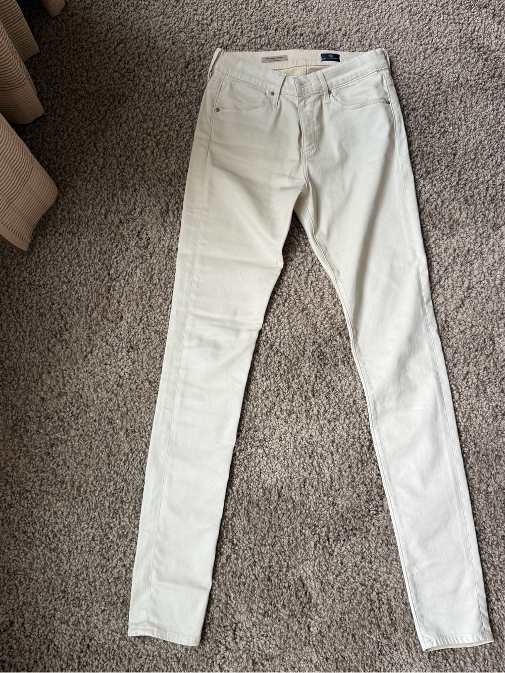 Agolde High Rise Skinny Coated Jeans in Off-White/Cream